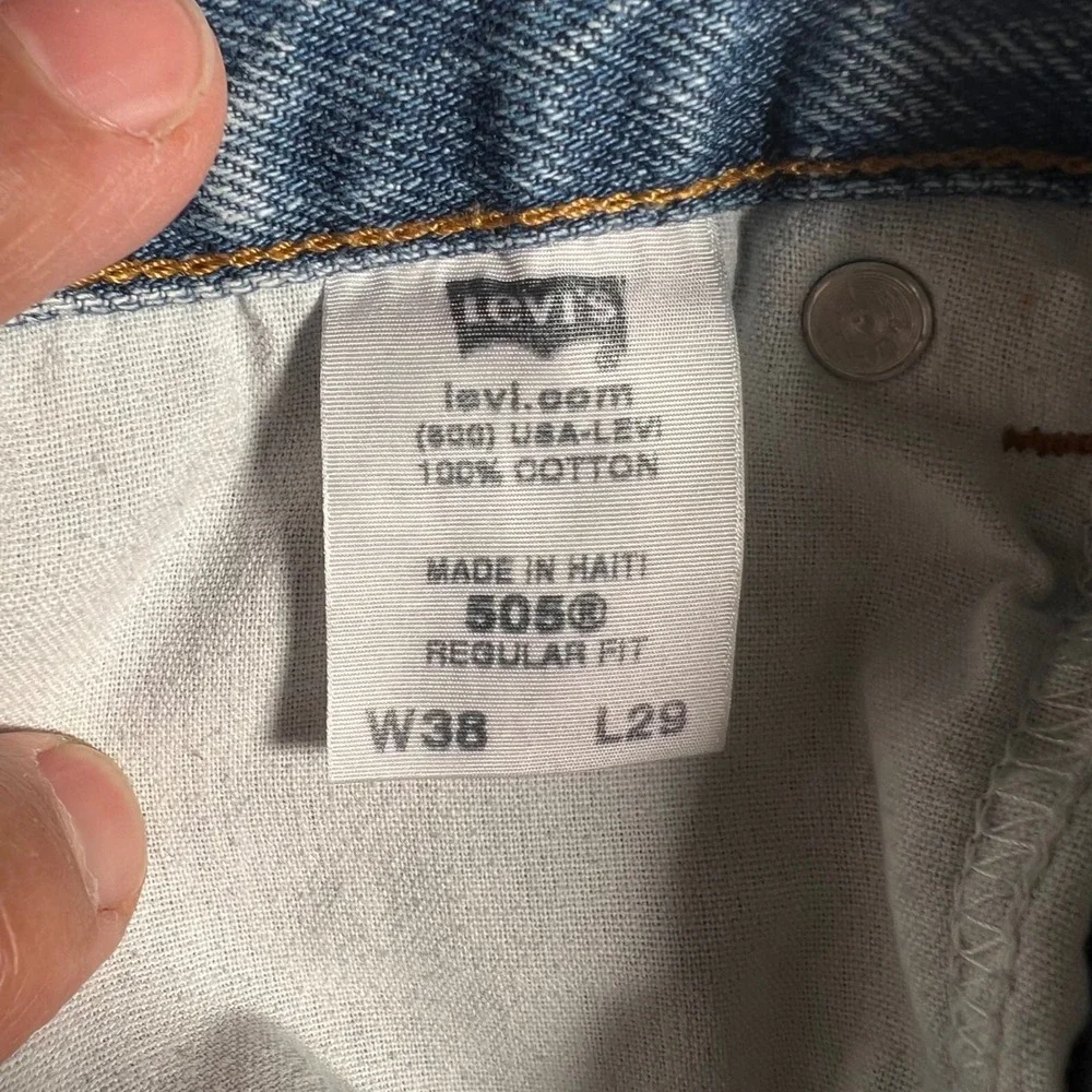 Levis 505 Regular Fit Mens Light Wash Blue Denim Jeans 38x29